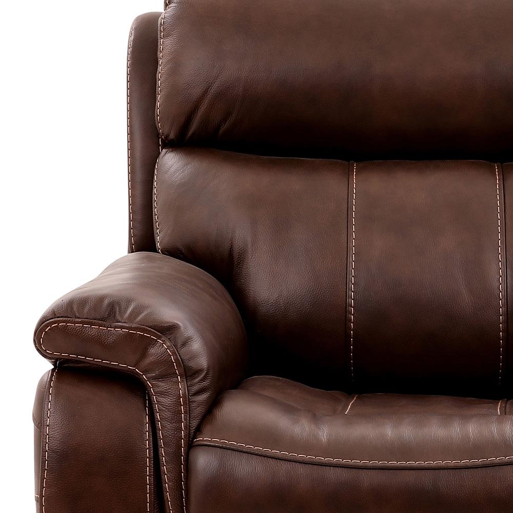 Armen Living - Montague Dual Power Headrest and Lumbar Support Reclining Sofa in Genuine Brown Leather - LCMN3BR veiw 2