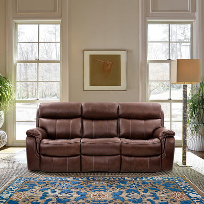 Armen Living - Montague Dual Power Headrest and Lumbar Support Reclining Sofa in Genuine Brown Leather - LCMN3BR veiw 8