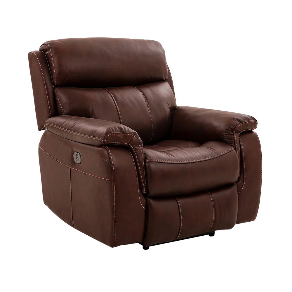 Armen Living - Montague Dual Power Reclining 2 Piece Sofa and Recliner Set in Genuine Brown Leather - SETMNBR2PC veiw 4