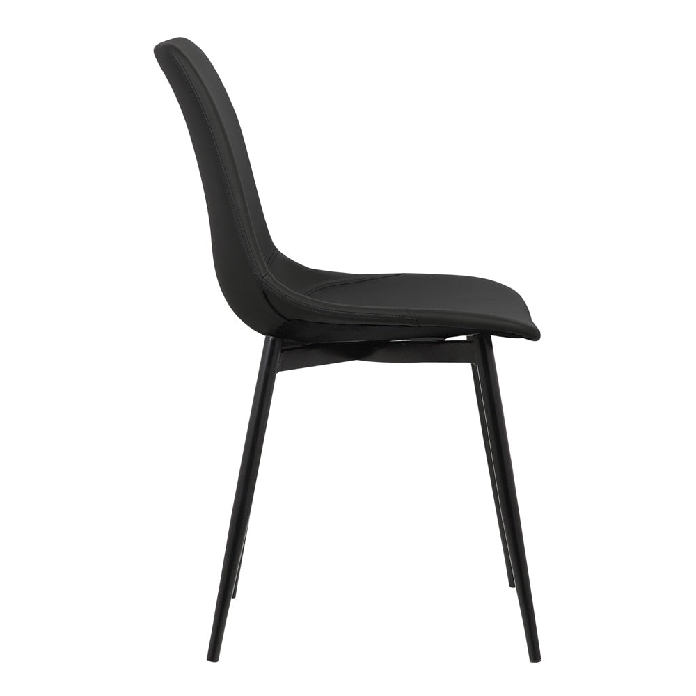 Armen Living  - Monte Contemporary Dining Chair in Black Faux Leather with Black Powder Coated Metal Legs - LCMOCHBLACK veiw 3