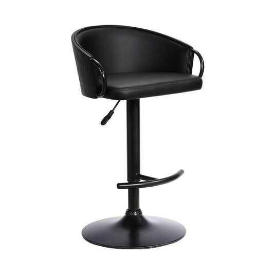 Armen Living - Montego Adjustable Black Faux Leather Swivel Barstool in Black Powder Coated Finish - LCMGBABLBL veiw 1
