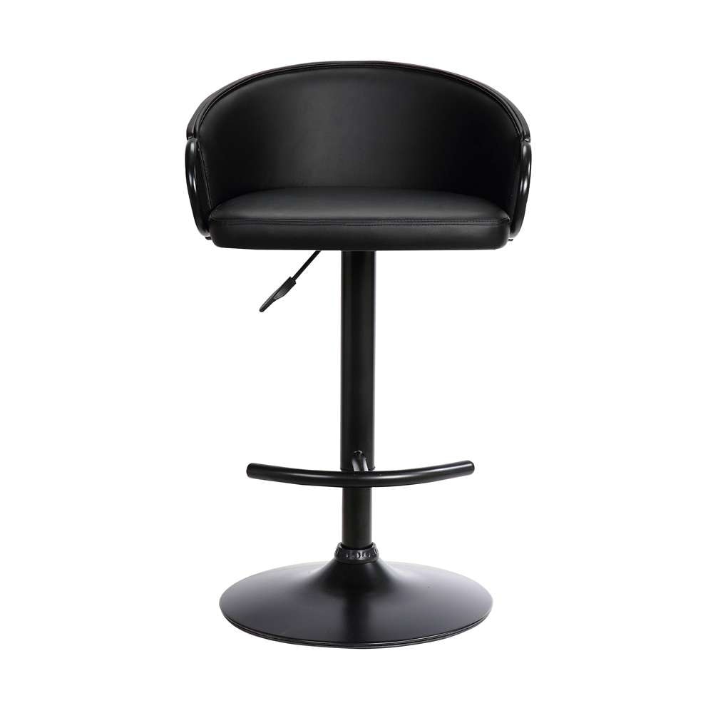 Armen Living - Montego Adjustable Black Faux Leather Swivel Barstool in Black Powder Coated Finish - LCMGBABLBL veiw 2