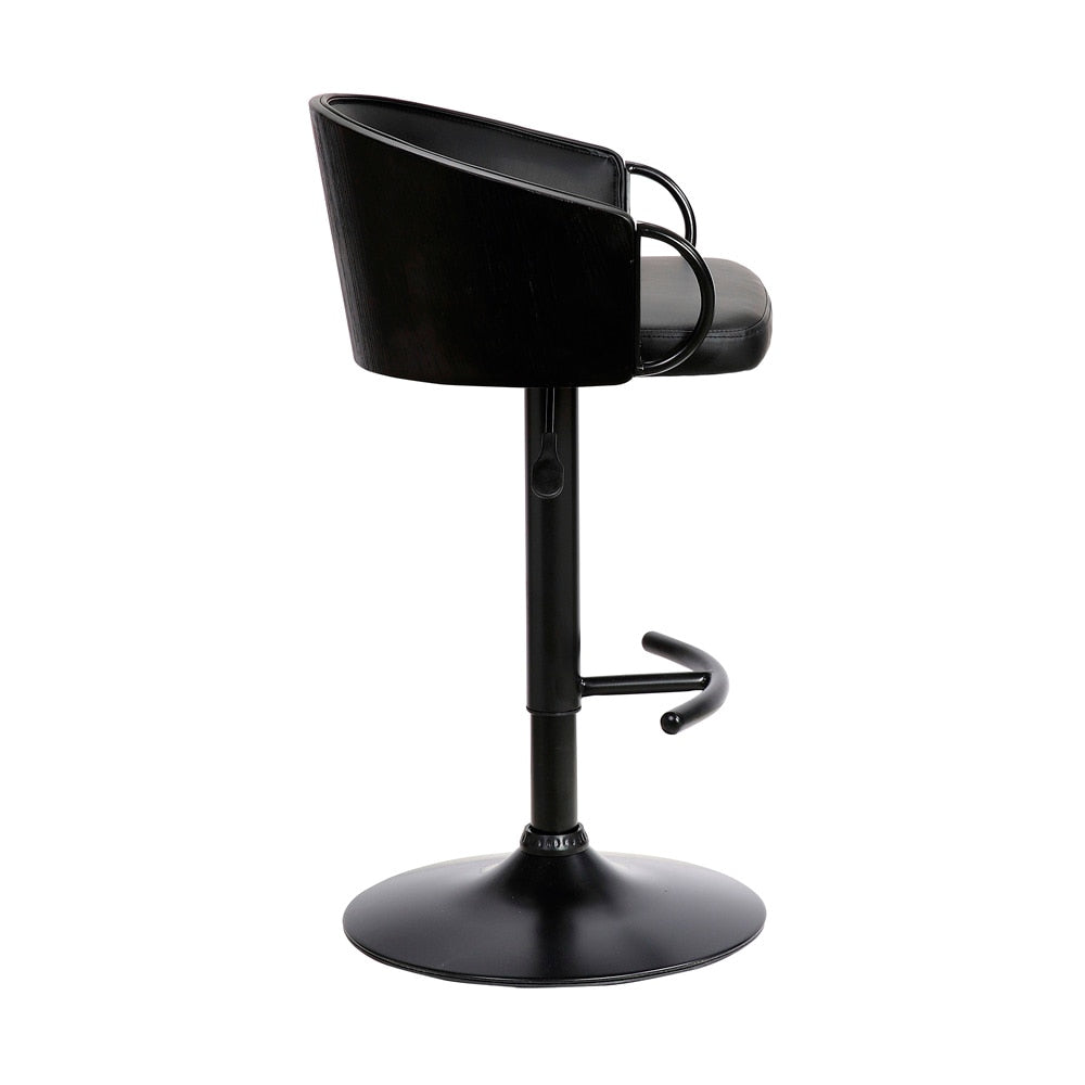 Armen Living - Montego Adjustable Black Faux Leather Swivel Barstool in Black Powder Coated Finish - LCMGBABLBL veiw 3