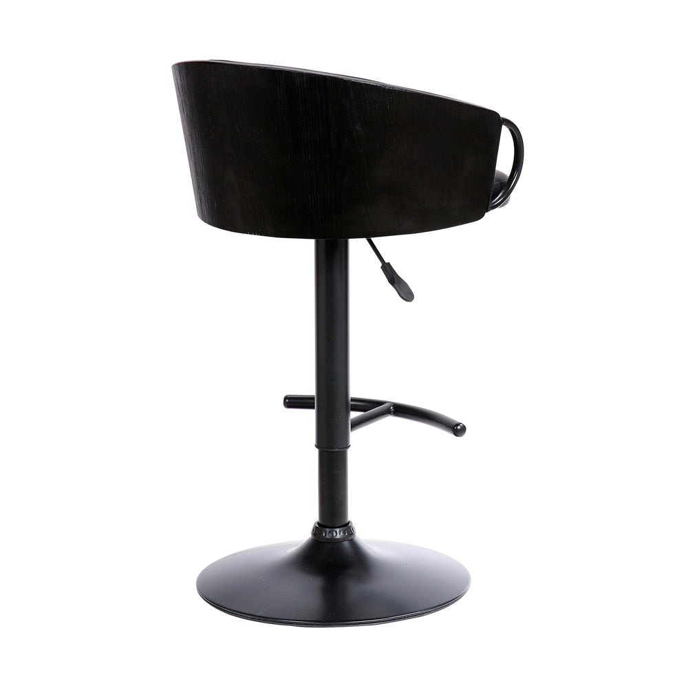 Armen Living - Montego Adjustable Black Faux Leather Swivel Barstool in Black Powder Coated Finish - LCMGBABLBL veiw 4
