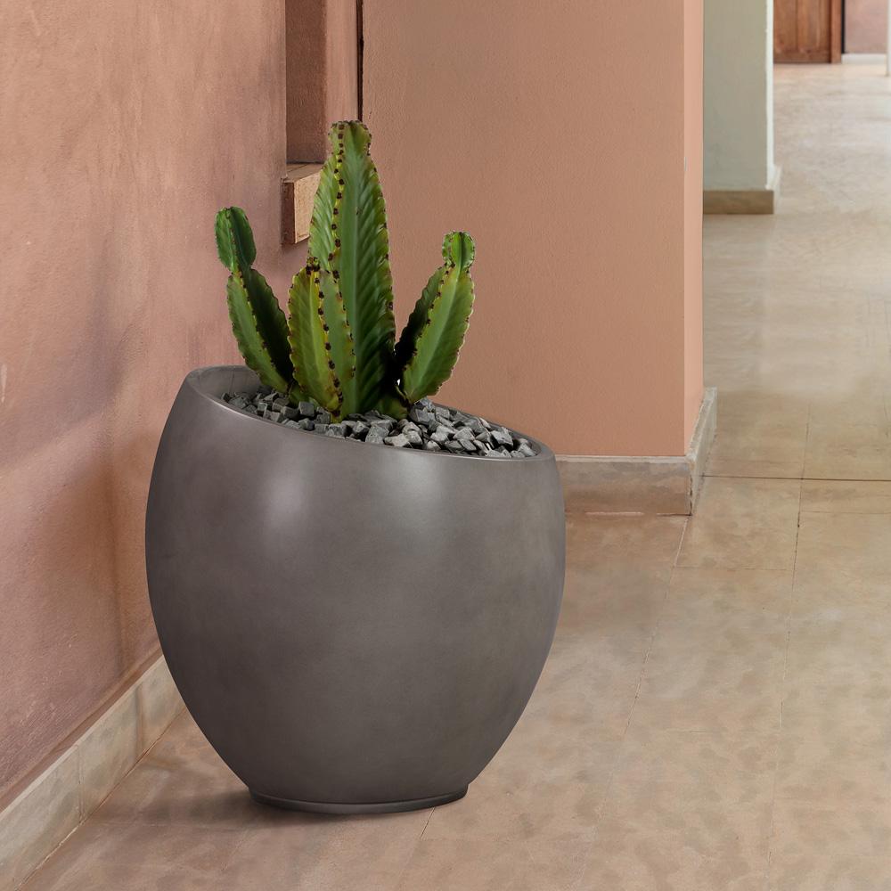 Armen Living - Moonstone Large Indoor or Outdoor Planter in Grey Concrete - LCMHLGPLGR veiw 7
