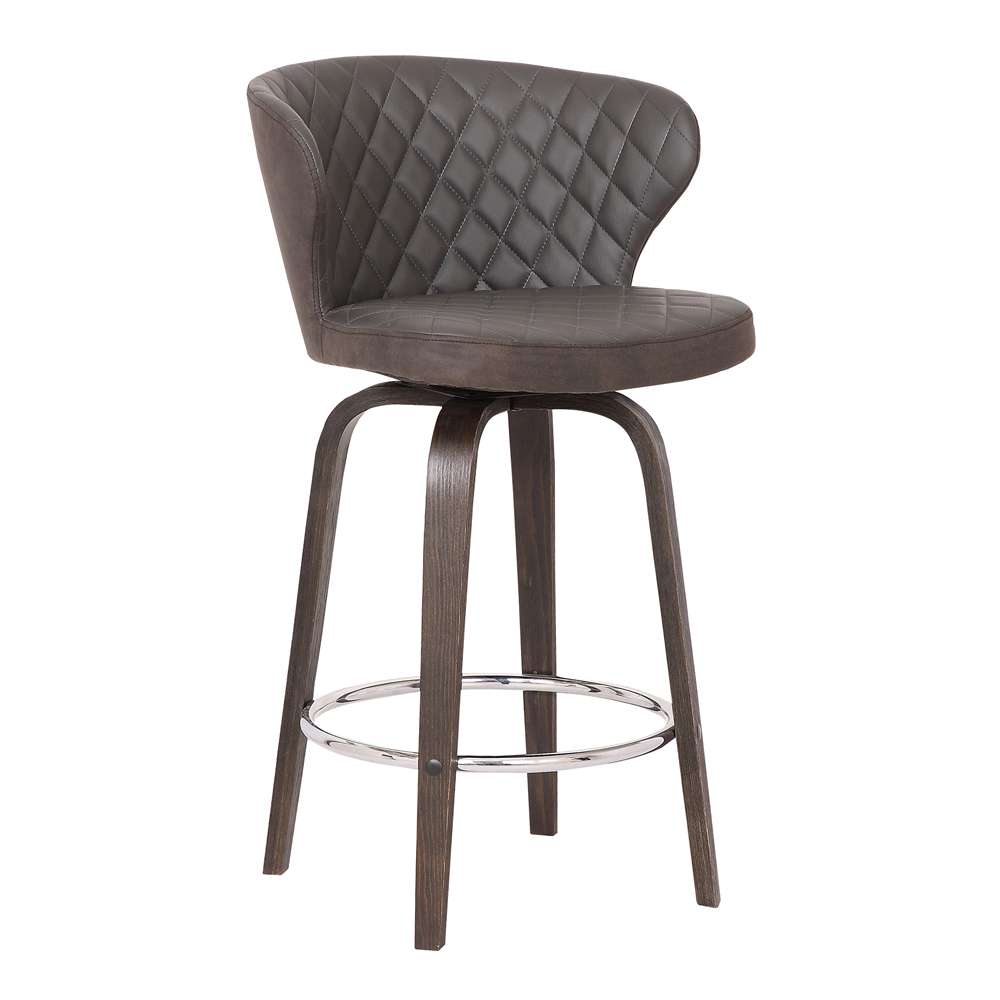 Armen Living - Mynette 26in Swivel Brown Faux Leather Bar Stool - LCMTBAWABR26 veiw 1