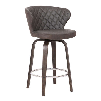 Armen Living - Mynette 26in Swivel Brown Faux Leather Bar Stool - LCMTBAWABR26 veiw 1