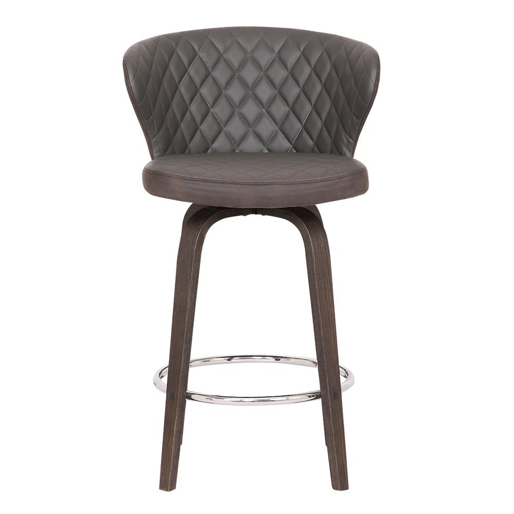 Armen Living - Mynette 26in Swivel Brown Faux Leather Bar Stool - LCMTBAWABR26 veiw 2