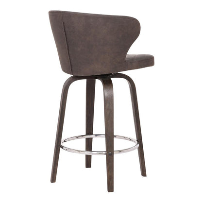 Armen Living - Mynette 26in Swivel Brown Faux Leather Bar Stool - LCMTBAWABR26 veiw 3