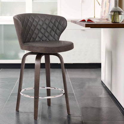 Armen Living - Mynette 26in Swivel Brown Faux Leather Bar Stool - LCMTBAWABR26 veiw 6