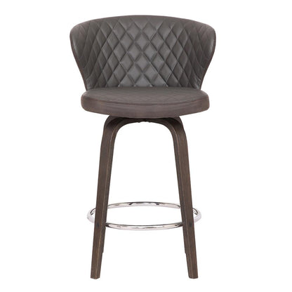 Armen Living - Mynette 30in Swivel Brown Faux Leather Bar Stool - LCMTBAWABR30 veiw 2