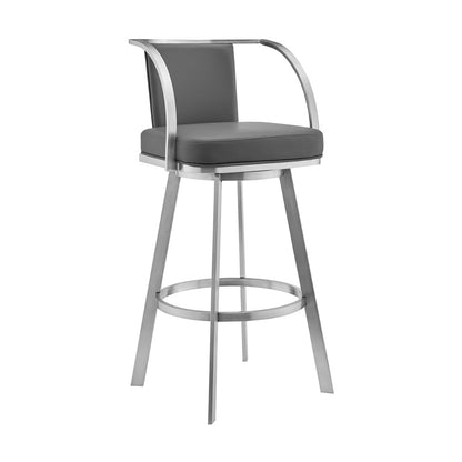 Armen Living - Naomi and Livingston 3-Piece Counter Height Dining Set in Brushed Stainless Steel and Grey Faux Leather - SETNMLVGRBS3 - CLOSEOUT veiw 2