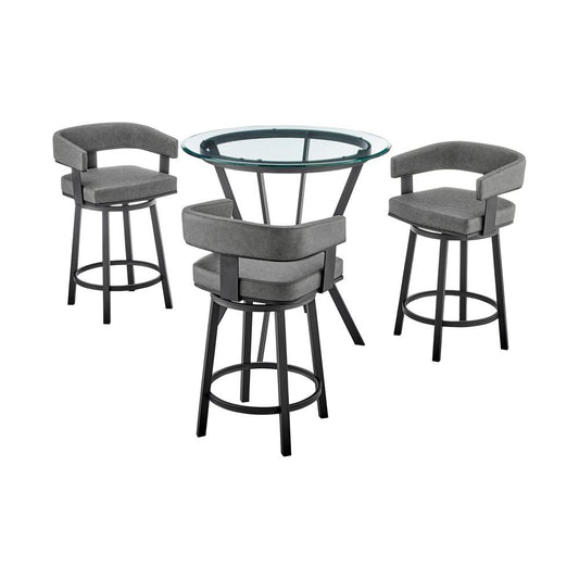 Armen Living - Naomi and Lorin 4-Piece Counter Height Dining Set in Black Metal and Grey Faux Leather - SETNMLRGRBL4 veiw 1