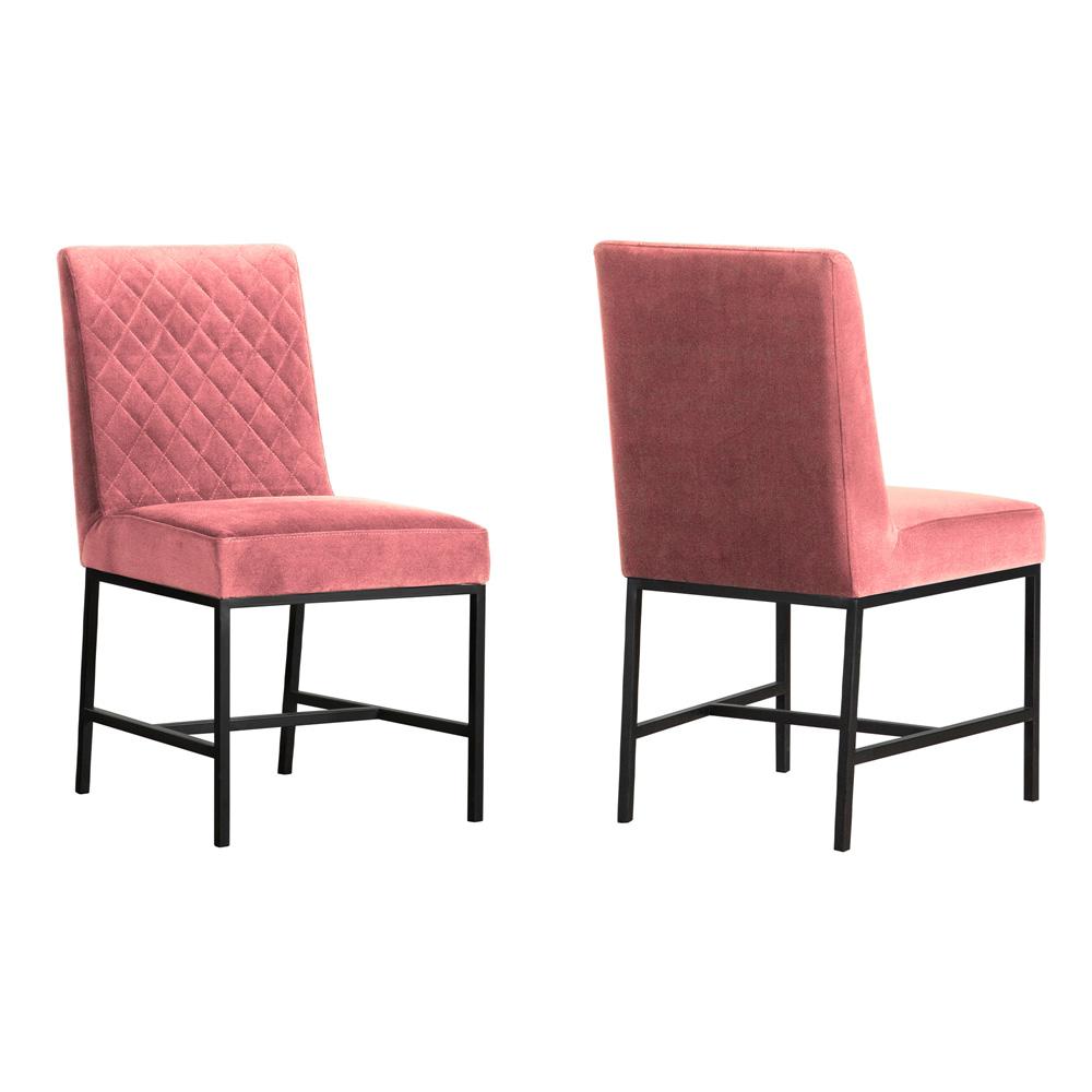 Armen Living - Napoli Pink Velvet and Black Leg Modern Accent Dining Chair (Set of 2) - LCNPSIPNK_CLOSEOUT veiw 1