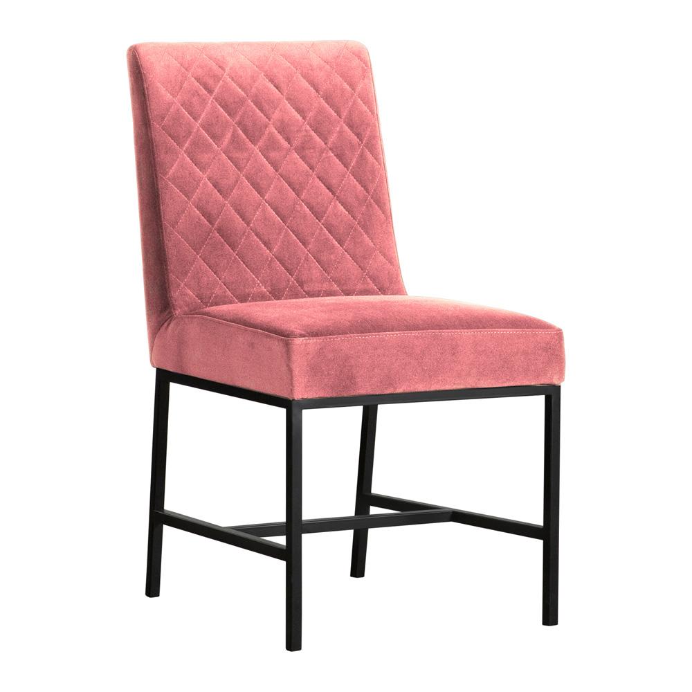 Armen Living - Napoli Pink Velvet and Black Leg Modern Accent Dining Chair (Set of 2) - LCNPSIPNK_CLOSEOUT veiw 2