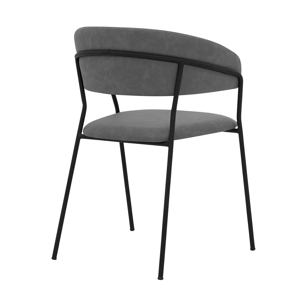 Armen Living Nara Modern Gray Faux Leather and Metal Dining Room Chairs - Thumbnail 4