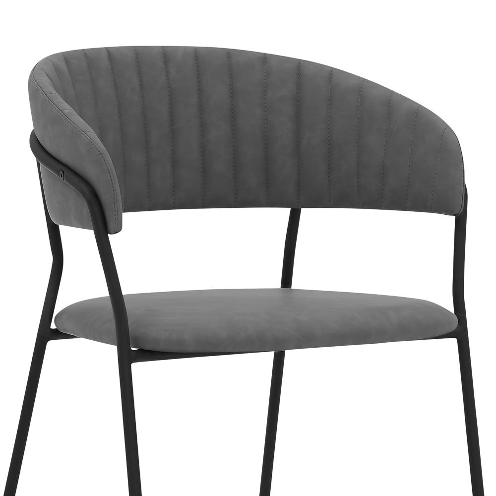 Armen Living Nara Modern Gray Faux Leather and Metal Dining Room Chairs