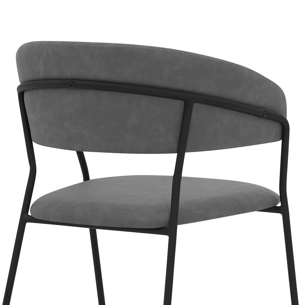 Armen Living Nara Modern Gray Faux Leather and Metal Dining Room Chairs - Thumbnail 2