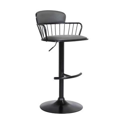 Armen Living  - Nash Adjustable Black Wood Bar Stool in Grey Faux Leather with Black Metal - LCNABABLKGRY veiw 1