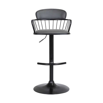 Armen Living  - Nash Adjustable Black Wood Bar Stool in Grey Faux Leather with Black Metal - LCNABABLKGRY veiw 2
