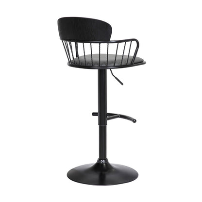 Armen Living  - Nash Adjustable Black Wood Bar Stool in Grey Faux Leather with Black Metal - LCNABABLKGRY veiw 4