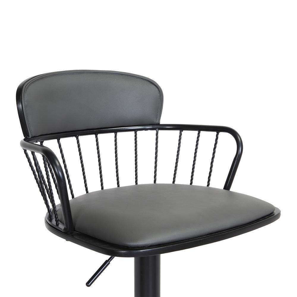 Armen Living  - Nash Adjustable Black Wood Bar Stool in Grey Faux Leather with Black Metal - LCNABABLKGRY veiw 6