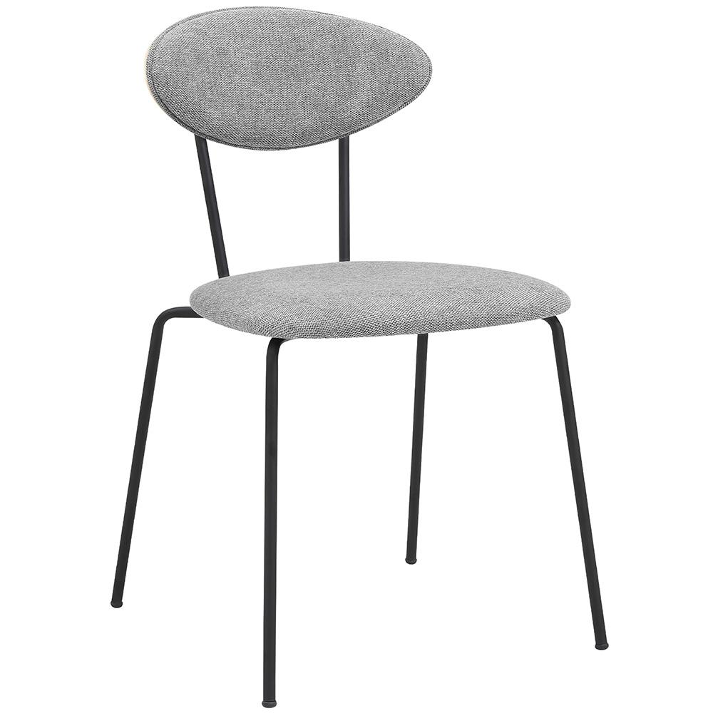 Armen Living Neo Modern Gray Fabric and Black Metal Dining Room Chairs (Set of 2) - Thumbnail 4