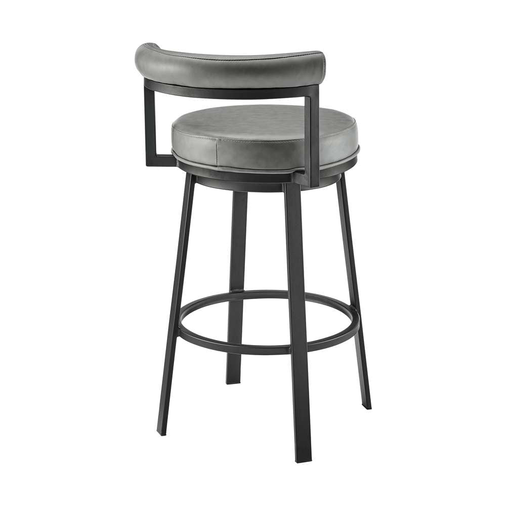 Armen Living  - Neura Swivel Counter or Bar Stool in Black Finish with Grey Faux Leather - 840254333482 veiw 4