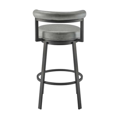 Armen Living  - Neura Swivel Counter or Bar Stool in Black Finish with Grey Faux Leather - 840254333482 veiw 5