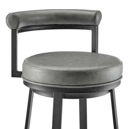Armen Living  - Neura Swivel Counter or Bar Stool in Black Finish with Grey Faux Leather - 840254333482 veiw 6
