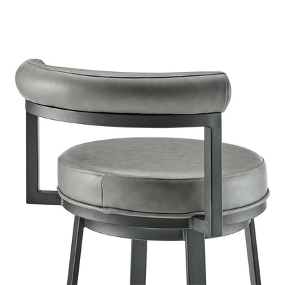 Armen Living  - Neura Swivel Counter or Bar Stool in Black Finish with Grey Faux Leather - 840254333482 veiw 7