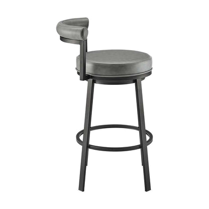 Armen Living  - Neura Swivel Counter or Bar Stool in Black Finish with Grey Faux Leather - 840254333499 veiw 3