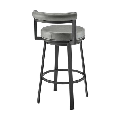Armen Living  - Neura Swivel Counter or Bar Stool in Black Finish with Grey Faux Leather - 840254333499 veiw 4