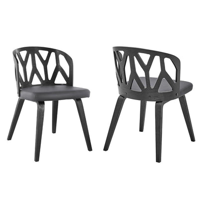 Armen Living - Nia Gray Faux Leather and Black Wood Dining Chairs (Set of 2) - LCNISIBLGR - CLOSEOUT veiw 1