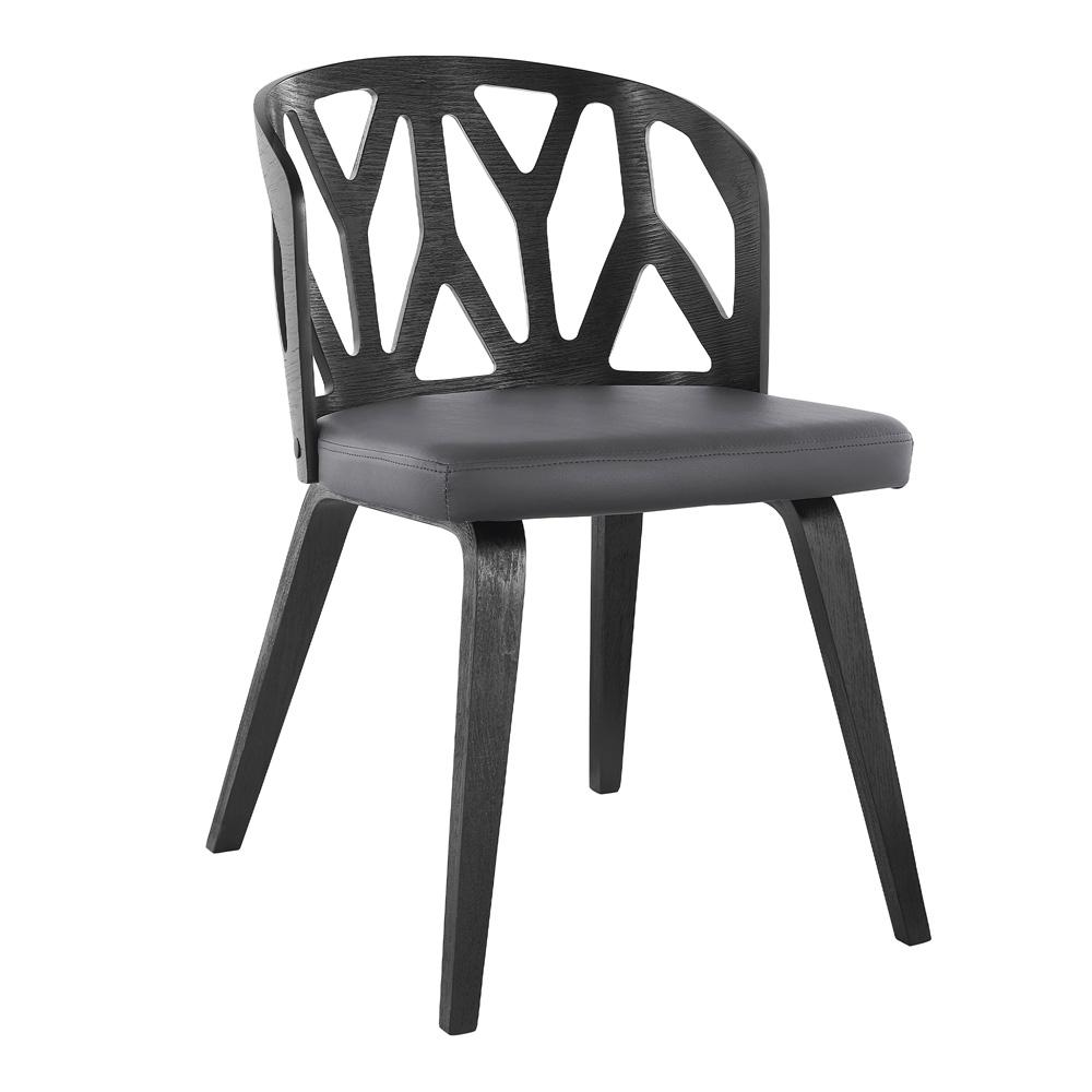 Armen Living Nia Gray Faux Leather and Black Wood Dining Chairs (Set of 2) - Thumbnail 4