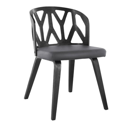 Armen Living - Nia Gray Faux Leather and Black Wood Dining Chairs (Set of 2) - LCNISIBLGR - CLOSEOUT veiw 2