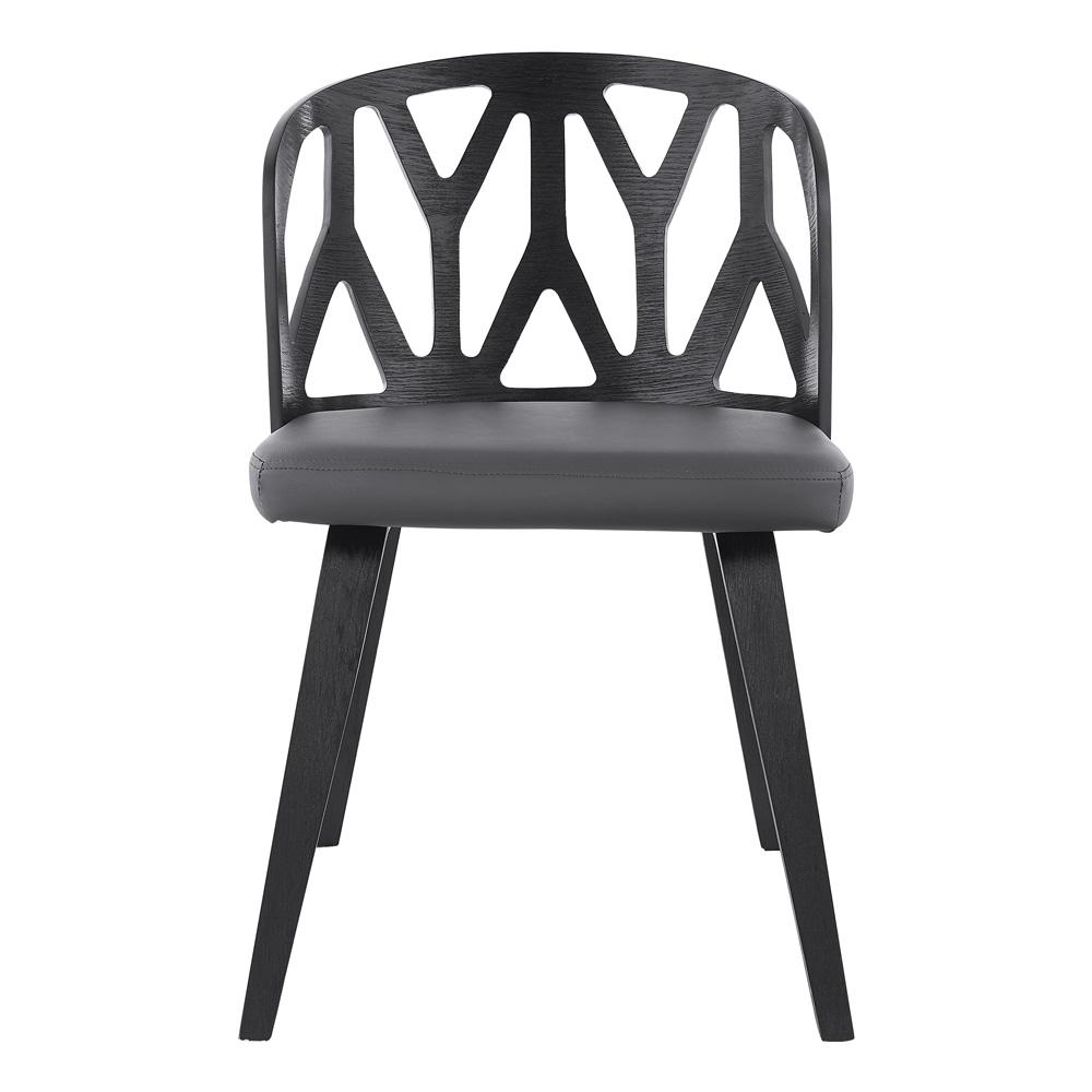 Armen Living - Nia Gray Faux Leather and Black Wood Dining Chairs (Set of 2) - LCNISIBLGR - CLOSEOUT veiw 3
