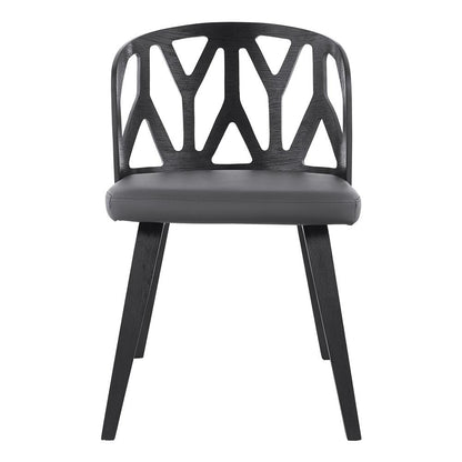 Armen Living - Nia Gray Faux Leather and Black Wood Dining Chairs (Set of 2) - LCNISIBLGR - CLOSEOUT veiw 3