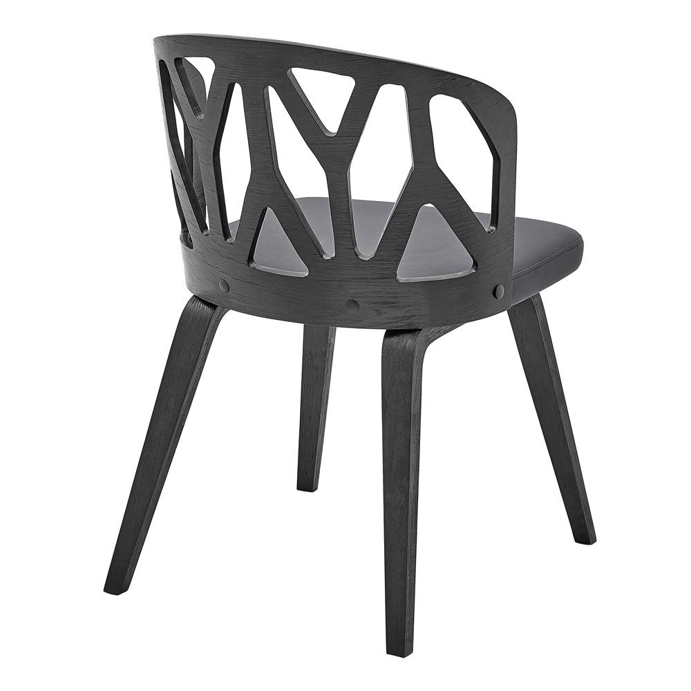 Armen Living Nia Gray Faux Leather and Black Wood Dining Chairs (Set of 2) - Thumbnail 3