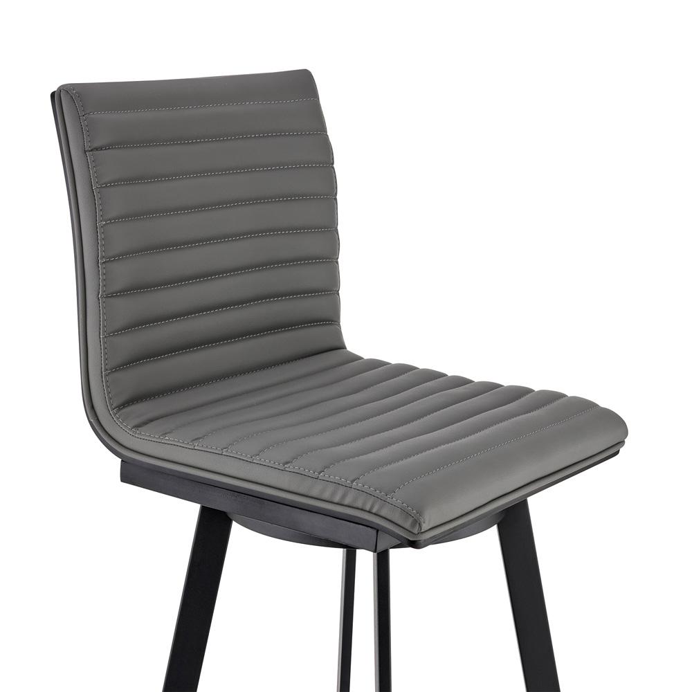 Armen Living - Nikole 26in Counter Height Swivel Bar Stool in Matt Black Finish with Gray Faux Leather - LCNKBABLBLGR26 veiw 6