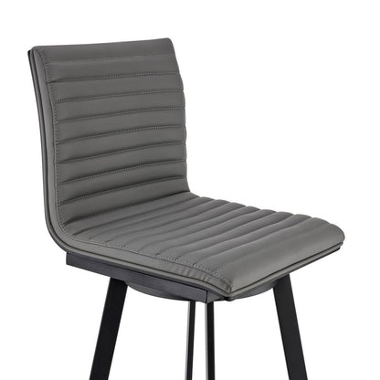 Armen Living - Nikole 26in Counter Height Swivel Bar Stool in Matt Black Finish with Gray Faux Leather - LCNKBABLBLGR26 veiw 6