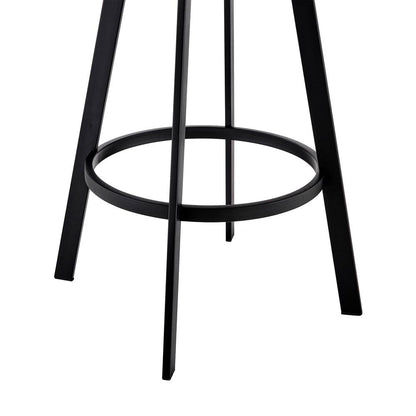 Armen Living - Nikole 26in Counter Height Swivel Bar Stool in Matt Black Finish with Gray Faux Leather - LCNKBABLBLGR26 veiw 8