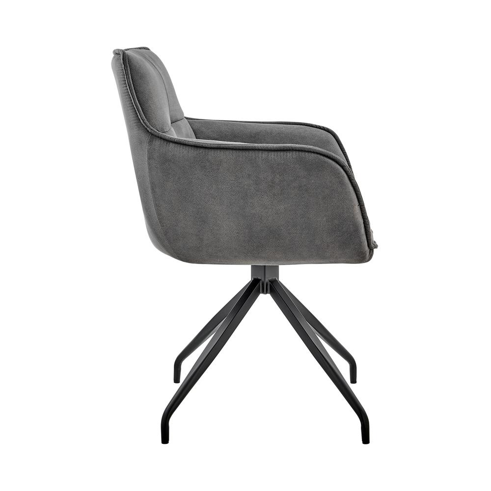 Armen Living - Noah Dining Room Accent Chair in Charcoal Fabric and Black Metal Legs - LCNHCHCHA - CLOSEOUT veiw 3