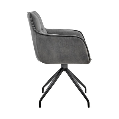 Armen Living - Noah Dining Room Accent Chair in Charcoal Fabric and Black Metal Legs - LCNHCHCHA - CLOSEOUT veiw 3