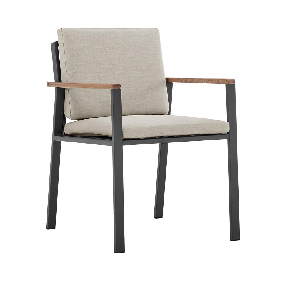 Armen Living - Nofi Outdoor Patio 9 Piece Dining Set in Charcoal Finish with Taupe Cushions - SETODNODIBE - CLOSEOUT veiw 2