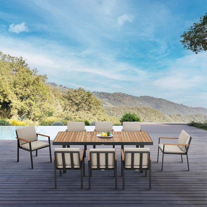 Armen Living - Nofi Outdoor Patio 9 Piece Dining Set in Charcoal Finish with Taupe Cushions - SETODNODIBE - CLOSEOUT veiw 9