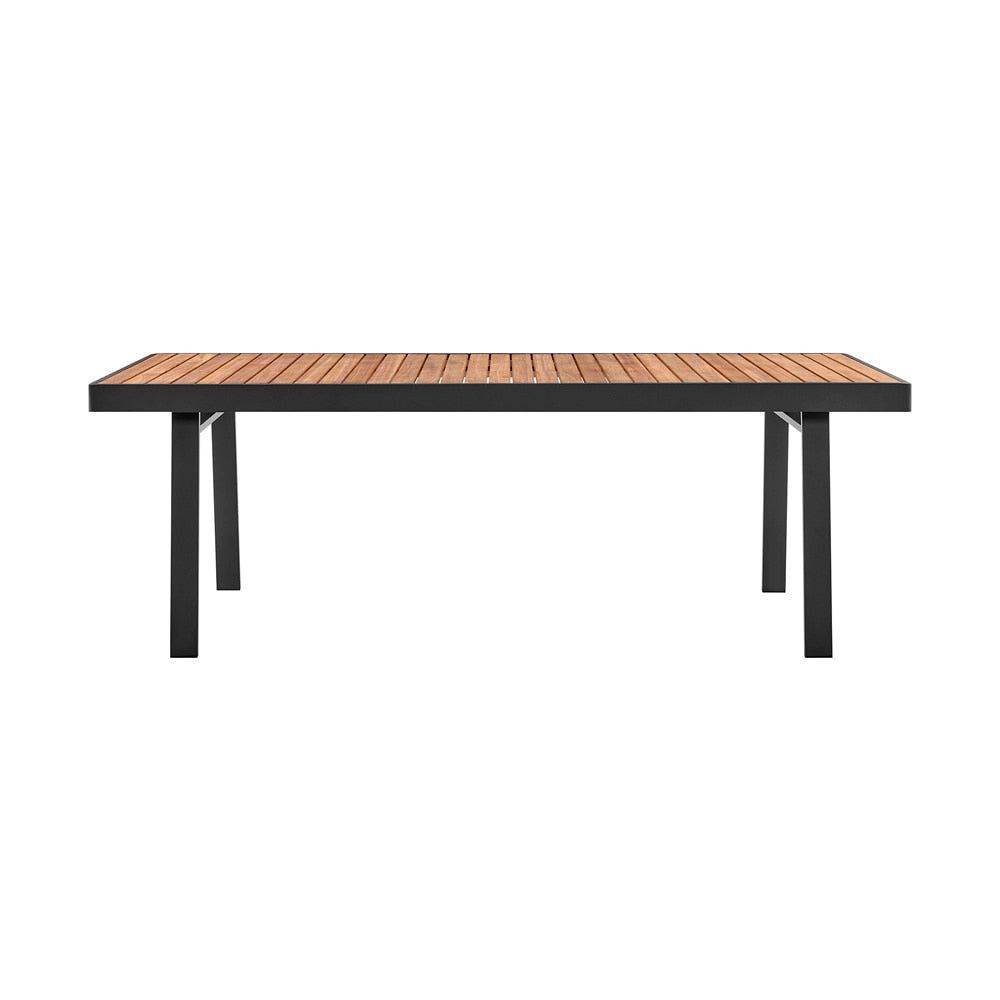 Armen Living - Nofi Outdoor Patio Dining Table in Charcoal Finish with Teak Wood Top - LCNODIGR - CLOSEOUT veiw 1