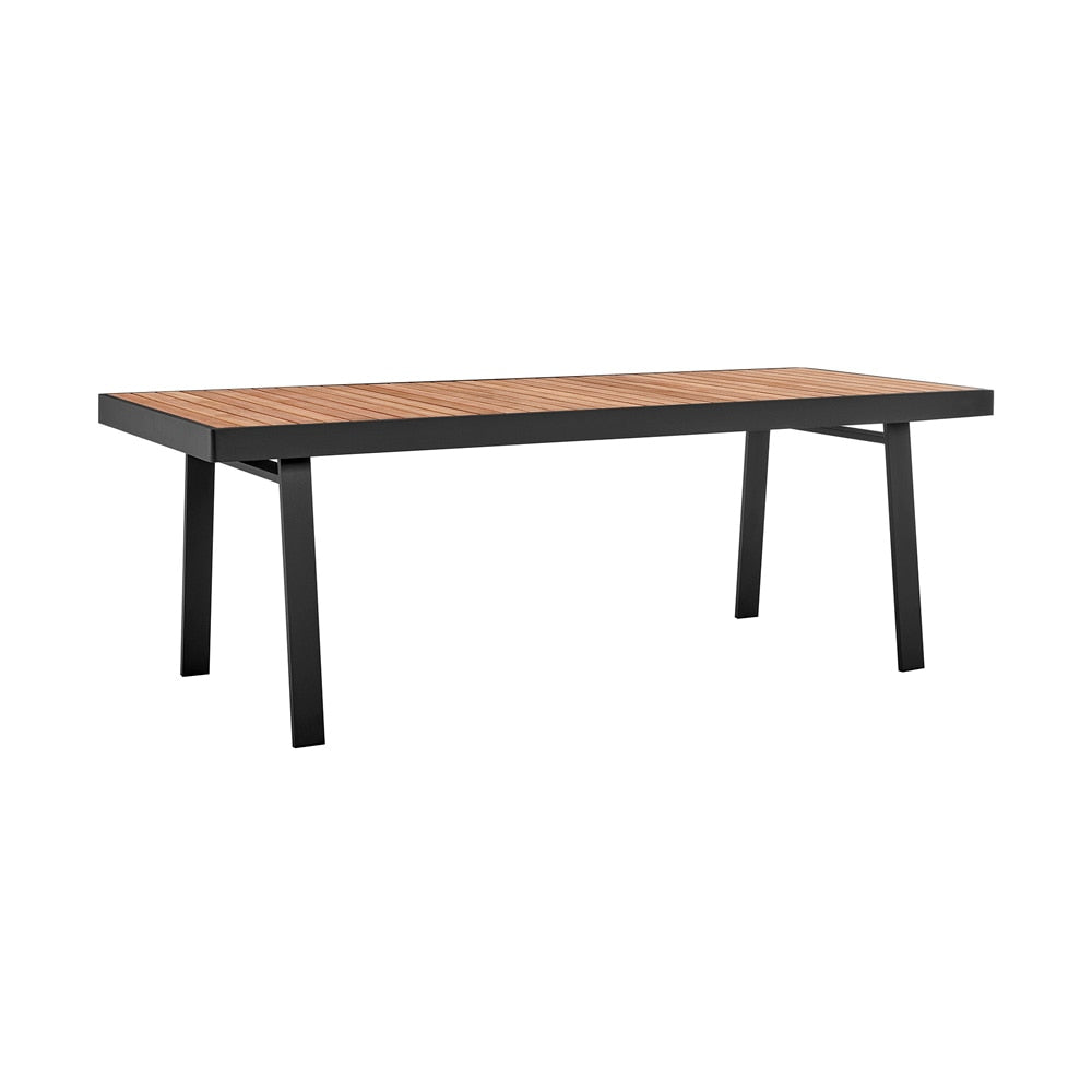 Armen Living - Nofi Outdoor Patio Dining Table in Charcoal Finish with Teak Wood Top - LCNODIGR - CLOSEOUT veiw 2