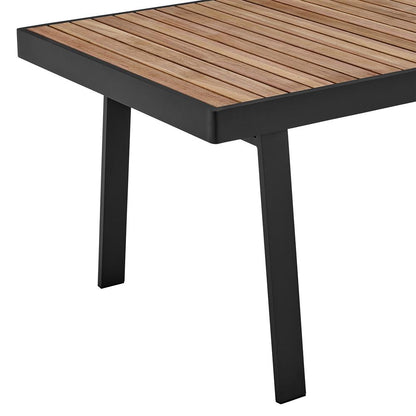 Armen Living - Nofi Outdoor Patio Dining Table in Charcoal Finish with Teak Wood Top - LCNODIGR - CLOSEOUT veiw 3