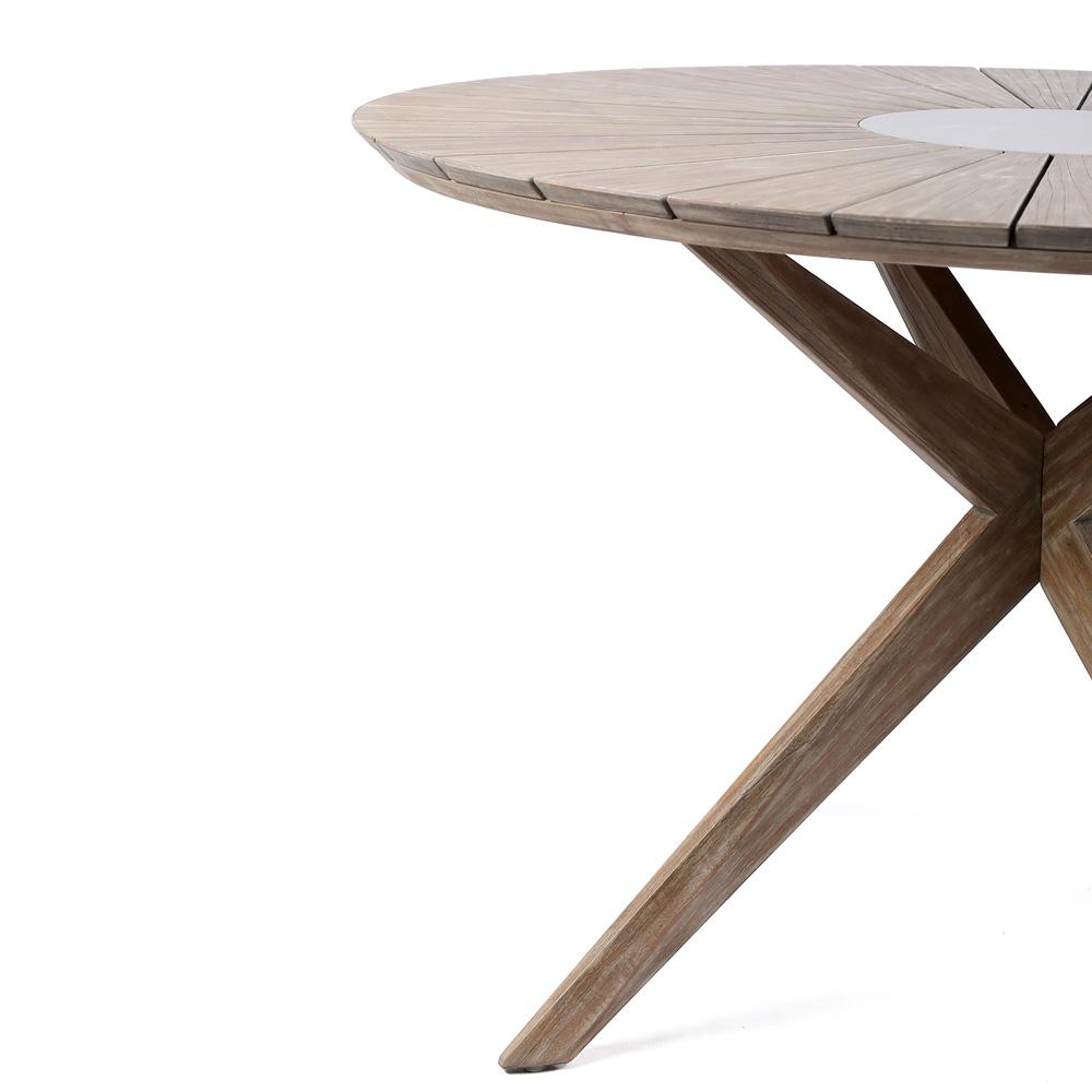Armen Living - Oasis Outdoor Light Eucalyptus Wood and Stone Round Dining Table - LCOADIWDLT veiw 2